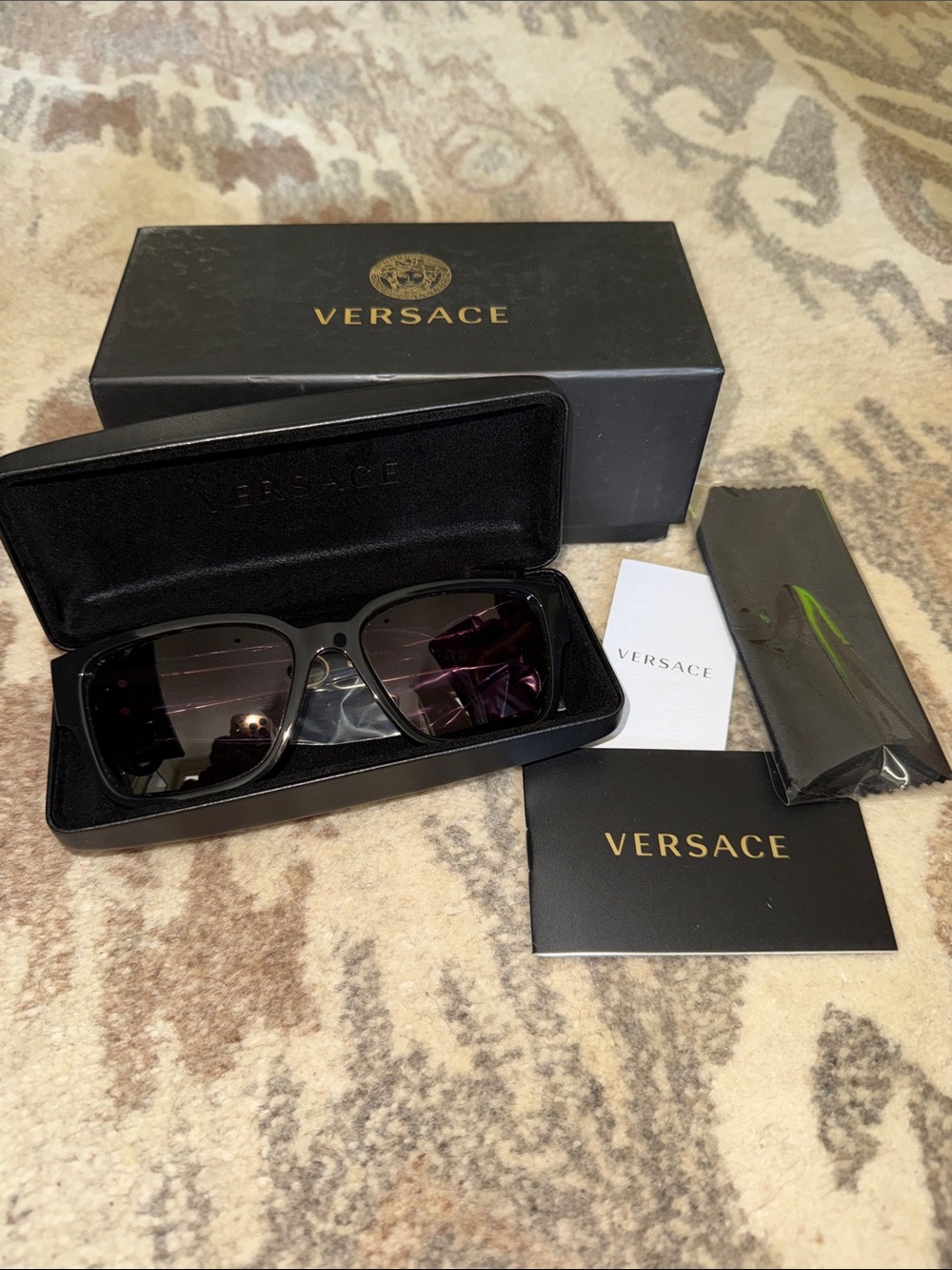 NEW Versace Black Sunglasses with Dark Lenses and Safety Pin Sides